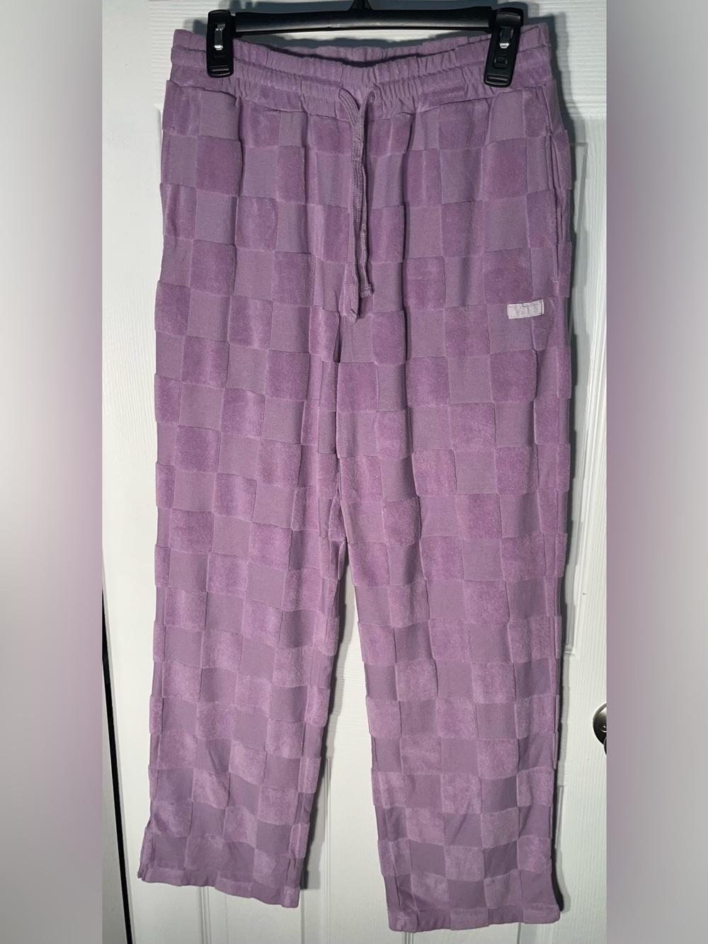 Vans | Women’s lounge pants | Teri Lavender Checkered Terry Cloth Pants Medium M